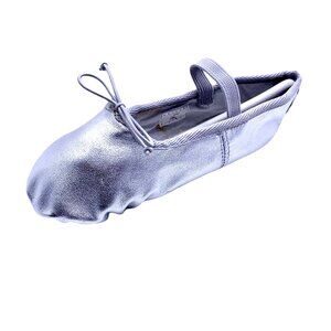 Little Girls Metallic Silver Ballet Slippers 2 Shoes Slip On Wedding Party Dance